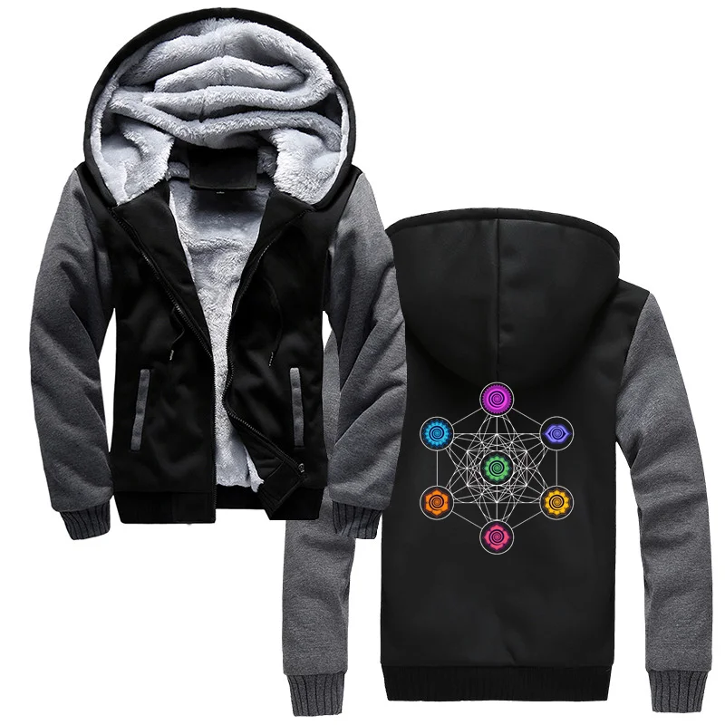 

Hipster Metatrons Cube Chakras Cosmic Energy Centers Hoodie Men Thicken Hooded Hoodies Sweatshirt Streetwear Coat Harajuku