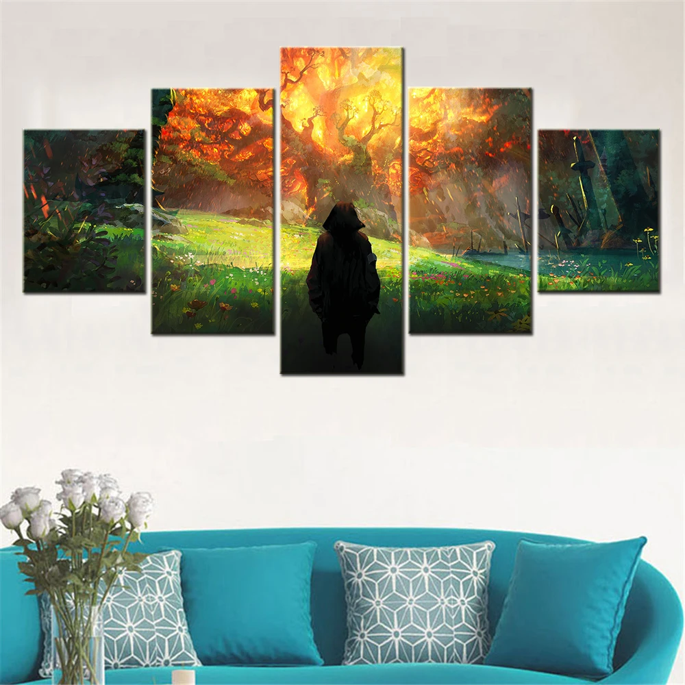 5 Pieces Wall Art Canvas Anime Poster Burning World Tree Samurai Art Canva Print Modern Living Room Wall Painting Picture Decor
5 Pieces Wall Art Canvas Anime Poster Burning World Tree Samurai Art Canva Print Modern Living Room Wall Painting Picture Decor