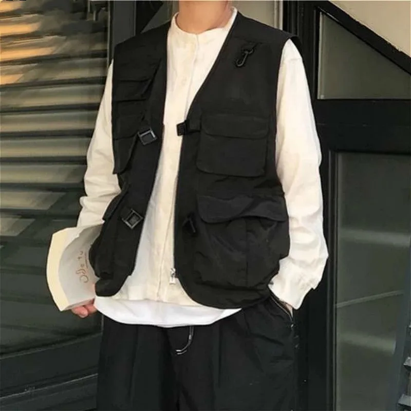 

Женская безрукавка в японском стиле Харадзюку, дизайнерская шикарная куртка-карго без рукавов для подростков, уличная колледжа, летняя жен...