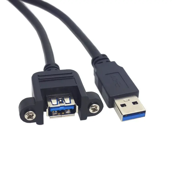 USB 3.0 A Male to Female Extension Cable with Panel Mount screws 80cm 50cm Black color
USB 3.0 A Male to Female Extension Cable with Panel Mount screws 80cm 50cm Black color