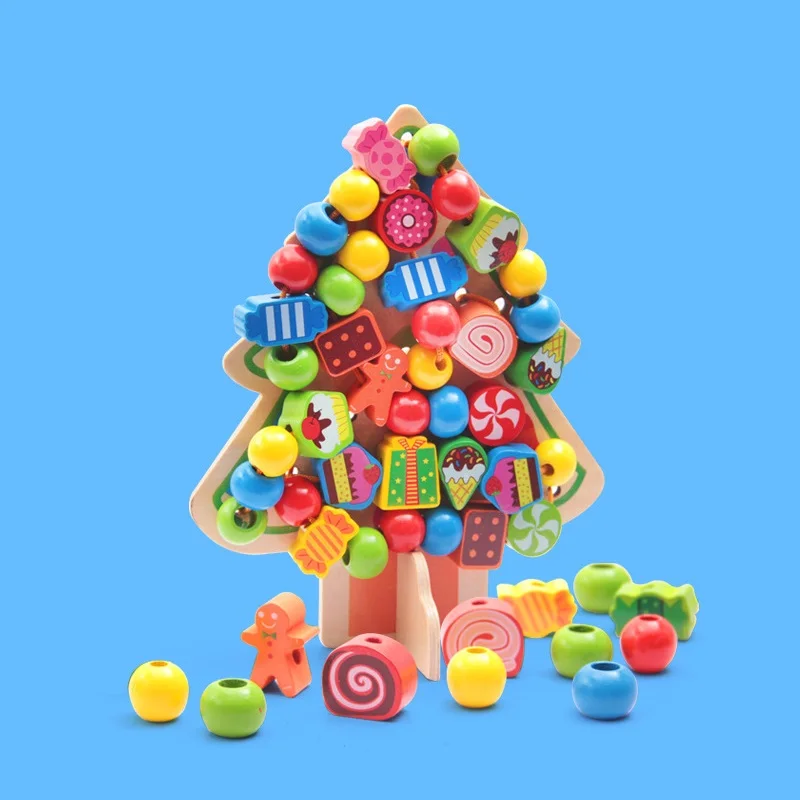 Fly AC Montessori Learning Education Wooden Toys Cartoon candy tree Fruit Beads Educational Toy For Children Birthday gift | Игрушки и