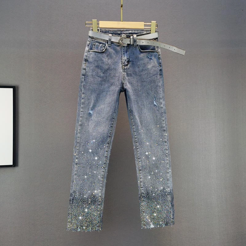 Women's Denim Straight-Leg Pants 2021 Spring/Summer New High Waist Slim Elastic Ankle-Length Pants Students Jeans Female Jean
Women's Denim Straight-Leg Pants 2021 Spring/Summer New High Waist Slim Elastic Ankle-Length Pants Students Jeans Female Jean