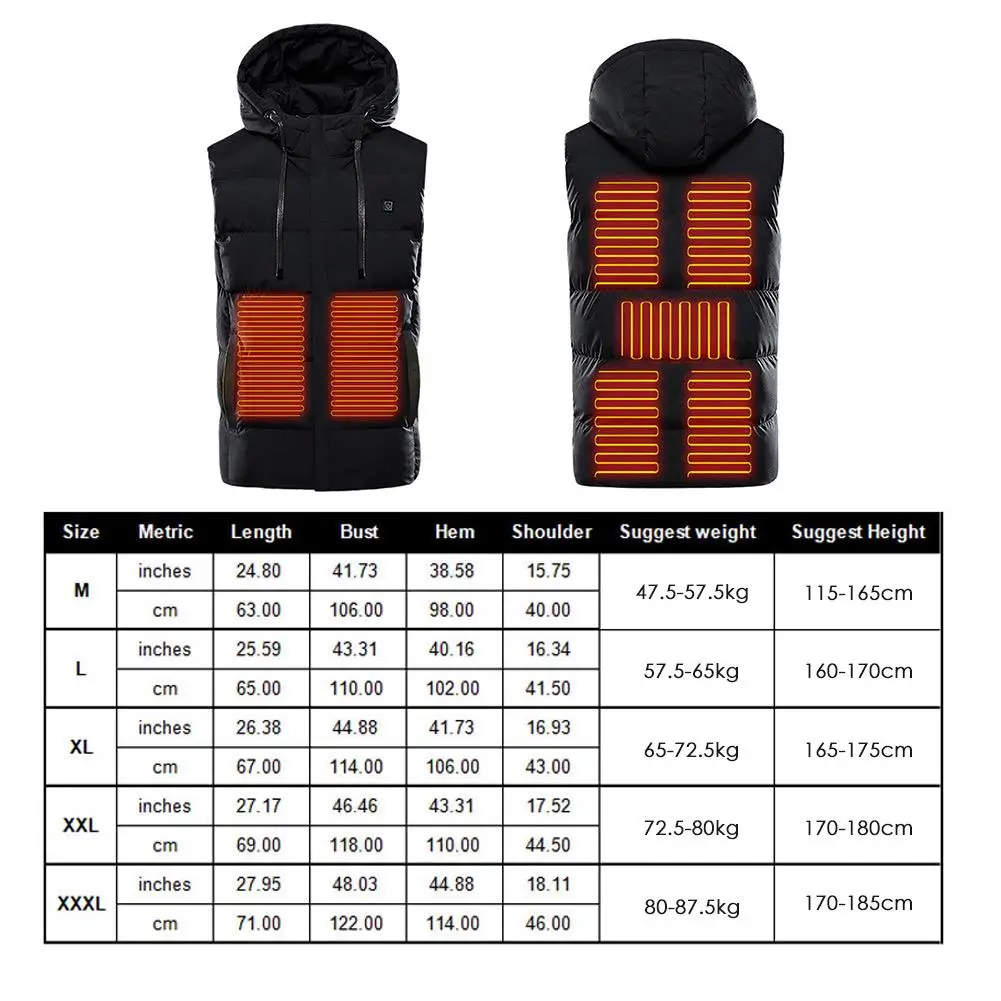 9 Areas Heated Vest Jacket USB Charging Men Women Winter Electric Sleevless Vest Camping Hunting Heating Jacket Clothing
9 Areas Heated Vest Jacket USB Charging Men Women Winter Electric Sleevless Vest Camping Hunting Heating Jacket Clothing
