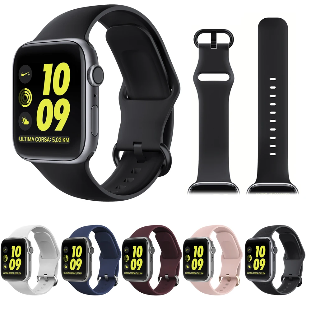 Ремешок силиконовый для Apple Smart Watch 5 4 3 2 1 Series 44 мм 40 мм 42 мм 38 мм, спортивный браслет с металлической пряжкой для iWatch, Прямая поставка
Ремешок силиконовый для Apple Smart Watch 5 4 3 2 1 Series 44 мм 40 мм 42 мм 38 мм, спортивный браслет с металлической пряжкой для iWatch, Прямая поставка