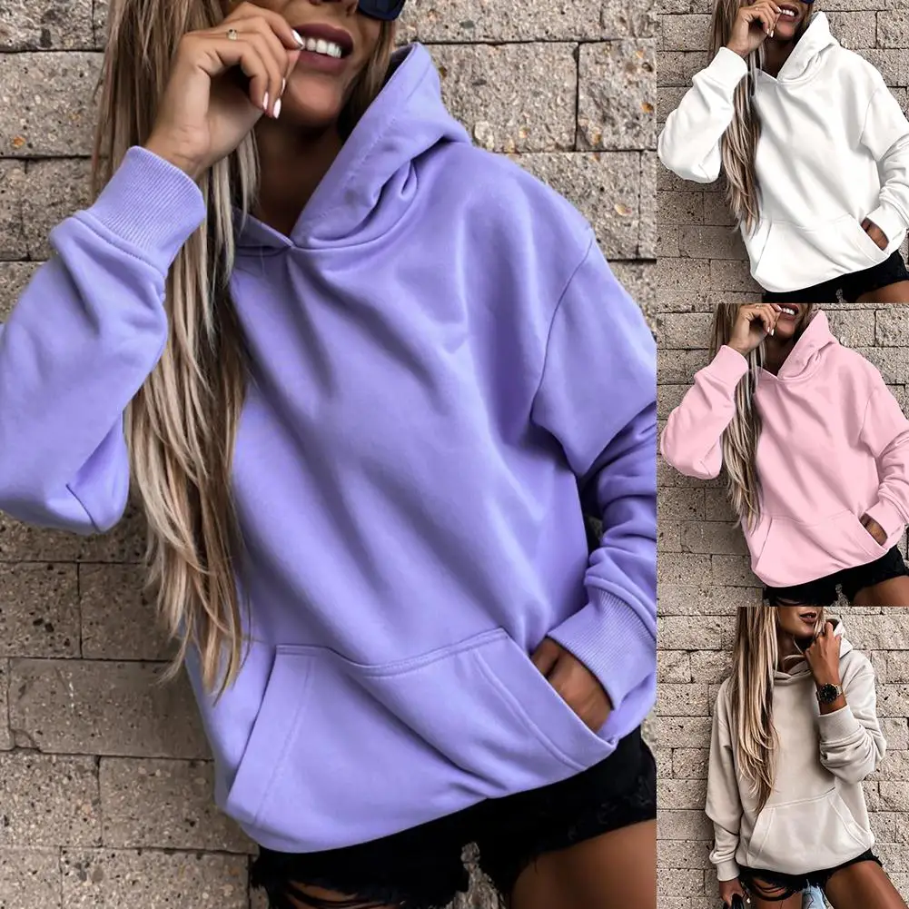 Autumn 2020 New Solid Color Long Sleeve Pocket Loose Hoodie Sweatshirt Pullover Women's Casual Coat Women's Top Street Style
Autumn 2020 New Solid Color Long Sleeve Pocket Loose Hoodie Sweatshirt Pullover Women's Casual Coat Women's Top Street Style