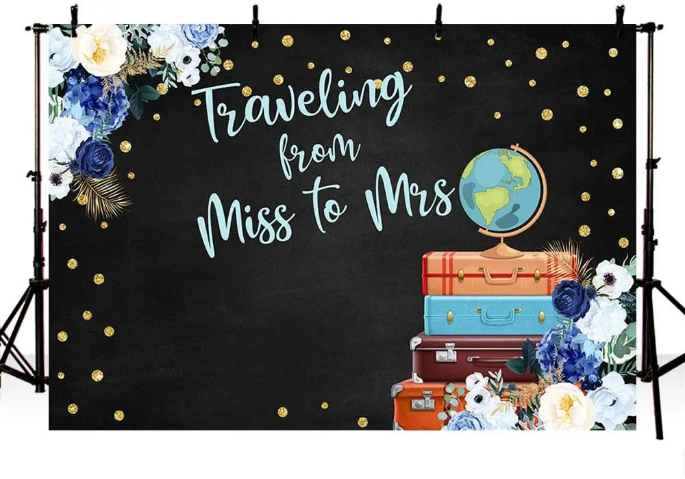Traveling From Miss To Mrs Baby Shower Decorations Backdrop Vintage Blue Floral Suitcases Travel Around Bridal Shower Background
Traveling From Miss To Mrs Baby Shower Decorations Backdrop Vintage Blue Floral Suitcases Travel Around Bridal Shower Background