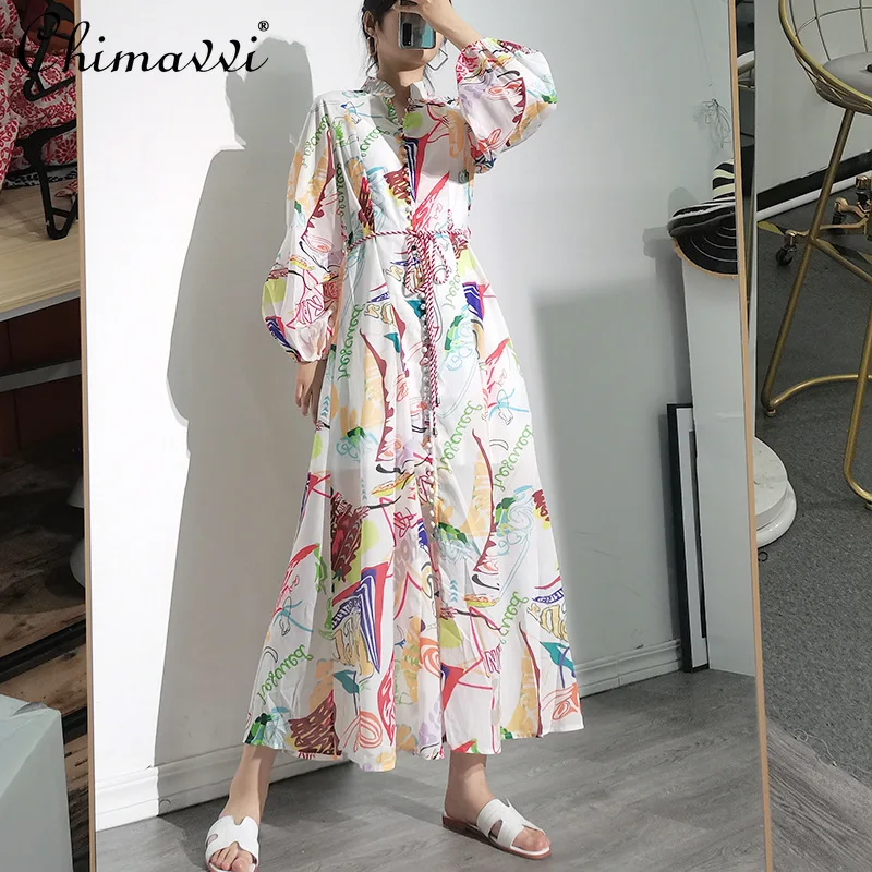 2021 Summer New Women Floral Printed Long Dress Stand-up Collar Long Puff Sleeve High Waist Slimming Lace-up Dress
2021 Summer New Women Floral Printed Long Dress Stand-up Collar Long Puff Sleeve High Waist Slimming Lace-up Dress