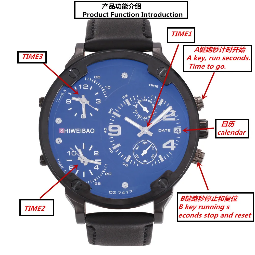 Military Sports Brand Men's Chronograph Quartz Watch Three Time Multi-Time Zone Golden Leather Strap Luxury Men's Watch Relogio
Military Sports Brand Men's Chronograph Quartz Watch Three Time Multi-Time Zone Golden Leather Strap Luxury Men's Watch Relogio