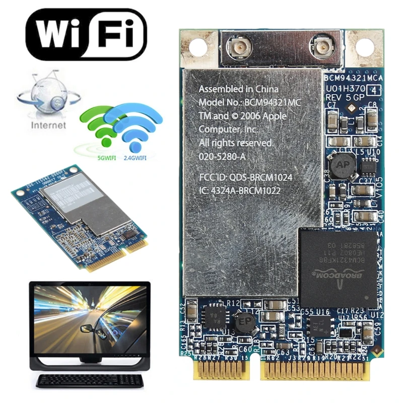 2.4G+5G 270M Wifi Wireless Mini PCI-E Card For Apple Macbook BCM94321MC 661-3874
2.4G+5G 270M Wifi Wireless Mini PCI-E Card For Apple Macbook BCM94321MC 661-3874