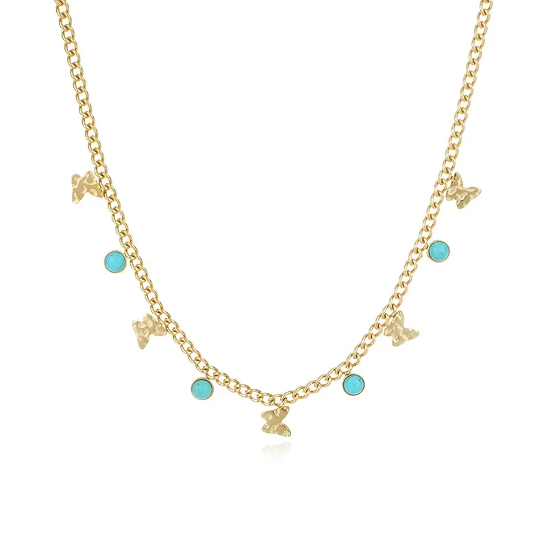 Stainless Steel Butterfly Turquoise Chain Necklaces For Woman Collar Gold Choker Anniversary Party Gift Trendy Jewelry Accessory
Stainless Steel Butterfly Turquoise Chain Necklaces For Woman Collar Gold Choker Anniversary Party Gift Trendy Jewelry Accessory