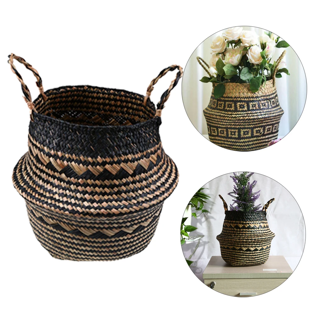 Woven Basket Elegant Seagrass Belly Basket Storage Natural Seaweed Hand-made Durable Plant Pot Baskets Laundry Bag Garden Decor 
Woven Basket Elegant Seagrass Belly Basket Storage Natural Seaweed Hand-made Durable Plant Pot Baskets Laundry Bag Garden Decor
