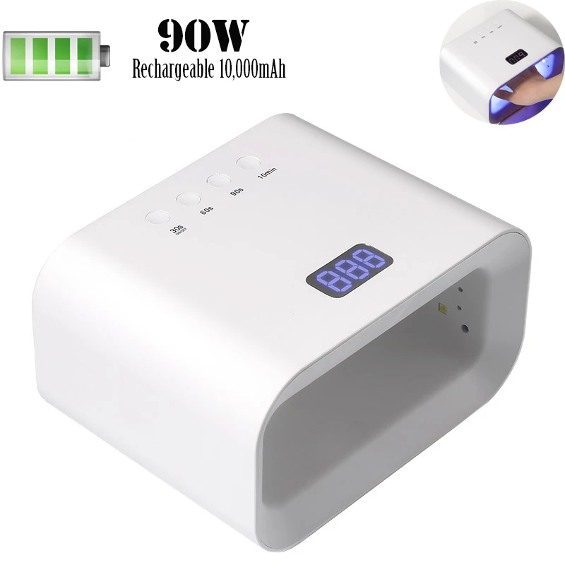 90W Rechargeable Nail LED Lamp Wireless Gel Polish Dryer LED Phototherapy Light Nail Glue Baker Cordless UV Nail Lamp
90W Rechargeable Nail LED Lamp Wireless Gel Polish Dryer LED Phototherapy Light Nail Glue Baker Cordless UV Nail Lamp