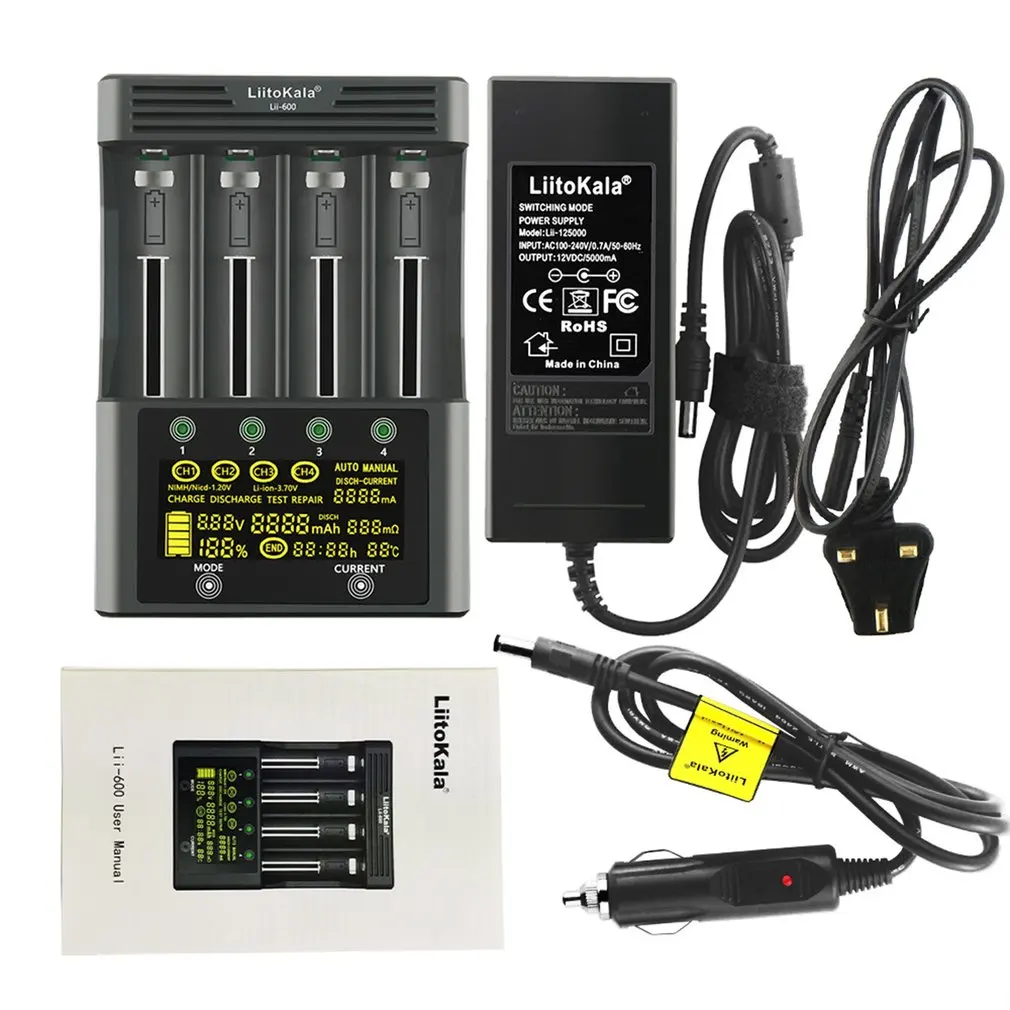 Lii-600 Battery Charger For Li-ion 3.7V and NiMH 1.2V battery Suitable for 18650 26650 21700 26700 AA AAA adapter 
Lii-600 Battery Charger For Li-ion 3.7V and NiMH 1.2V battery Suitable for 18650 26650 21700 26700 AA AAA adapter