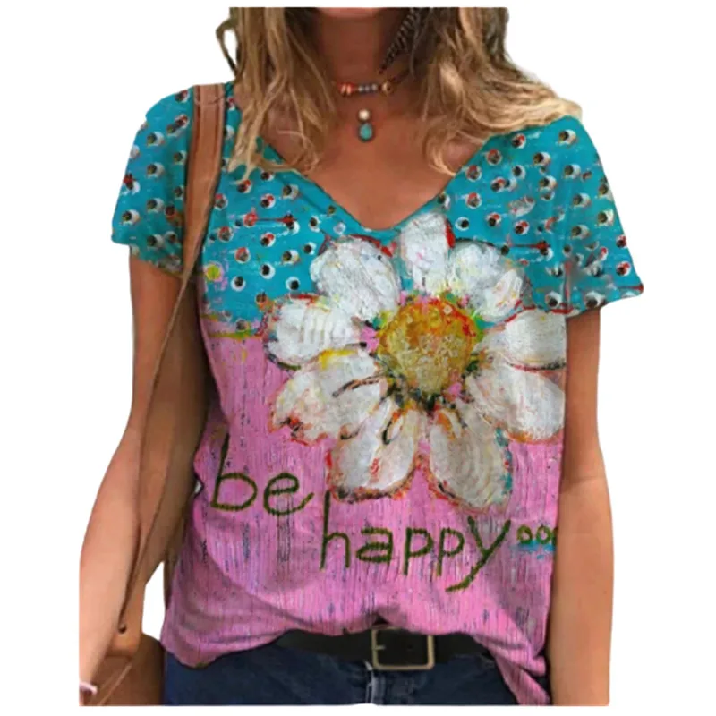 3XL Summer Painting Printing T Shirt Women Short Sleeve V-Neck Loose Plus Size Tops Casual Streetwear Ladies Plant Flowers Shirt
3XL Summer Painting Printing T Shirt Women Short Sleeve V-Neck Loose Plus Size Tops Casual Streetwear Ladies Plant Flowers Shirt