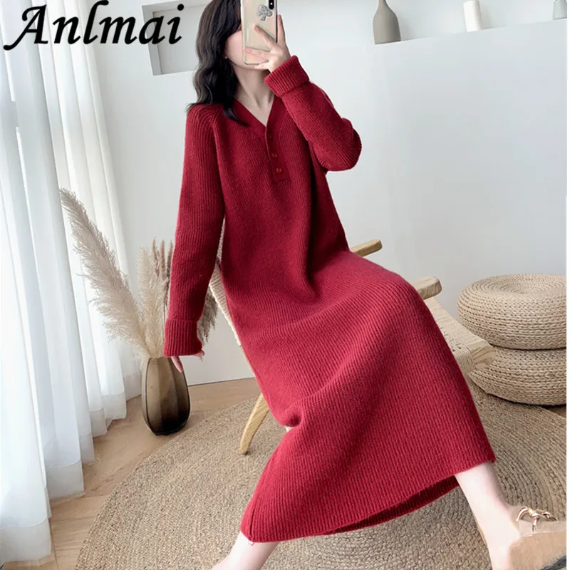 Solid O-Neck Knitted Christmas Dress Women's Long Knit Straight Dress Autumn Winter Casual Elastic Loose Femme Maxi Vestidos
Solid O-Neck Knitted Christmas Dress Women's Long Knit Straight Dress Autumn Winter Casual Elastic Loose Femme Maxi Vestidos