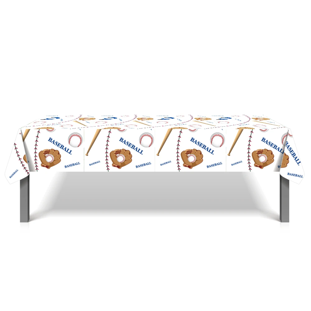 

130*220cm PE Baseball Sports Fans Game Birthday Party Theme Tablecovers Gym Baby Shower Disposable Tablecloths Party Supplies