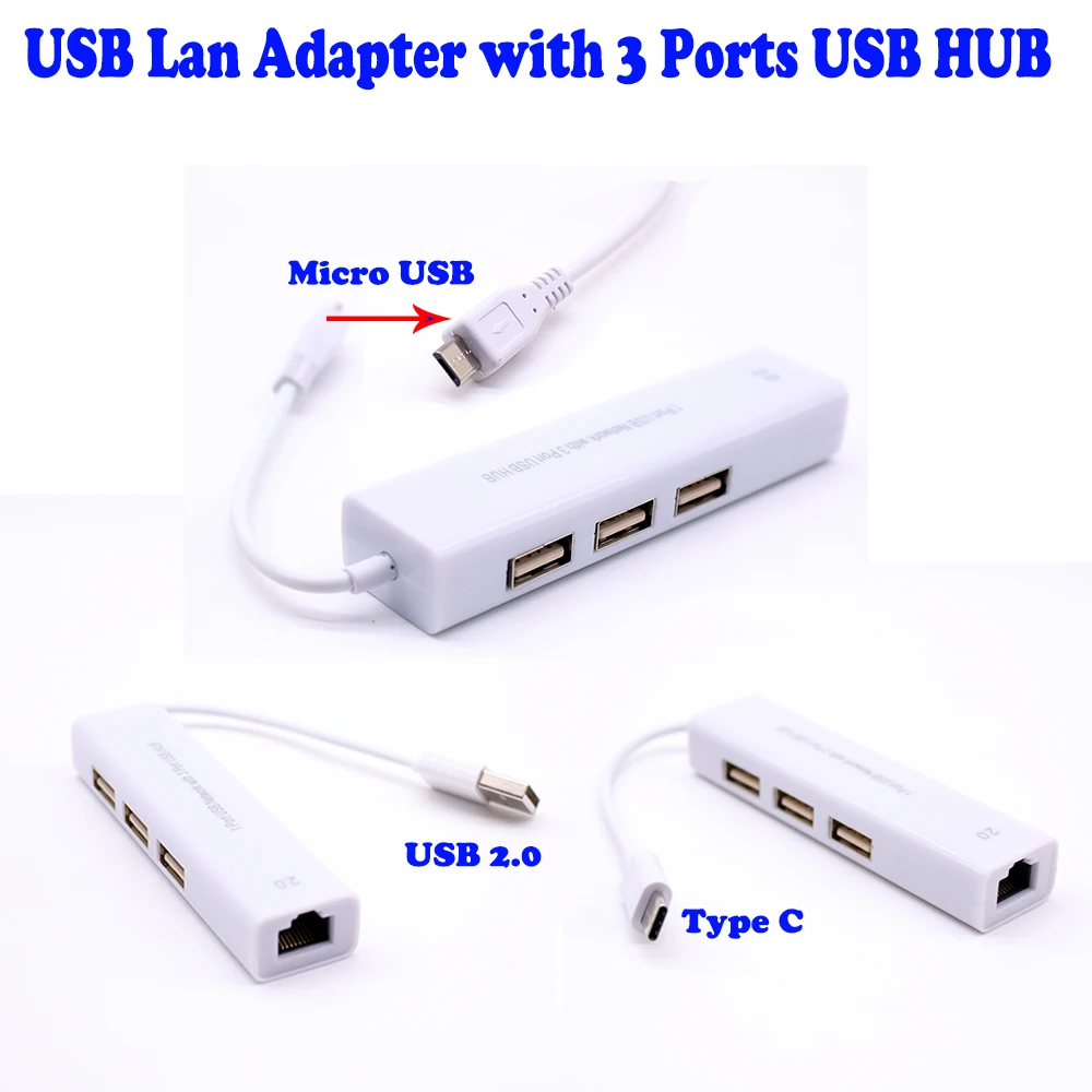 Сетевой адаптер USB Type-C Micro rj45 Ethernet сетевой с несколькими 3 портами