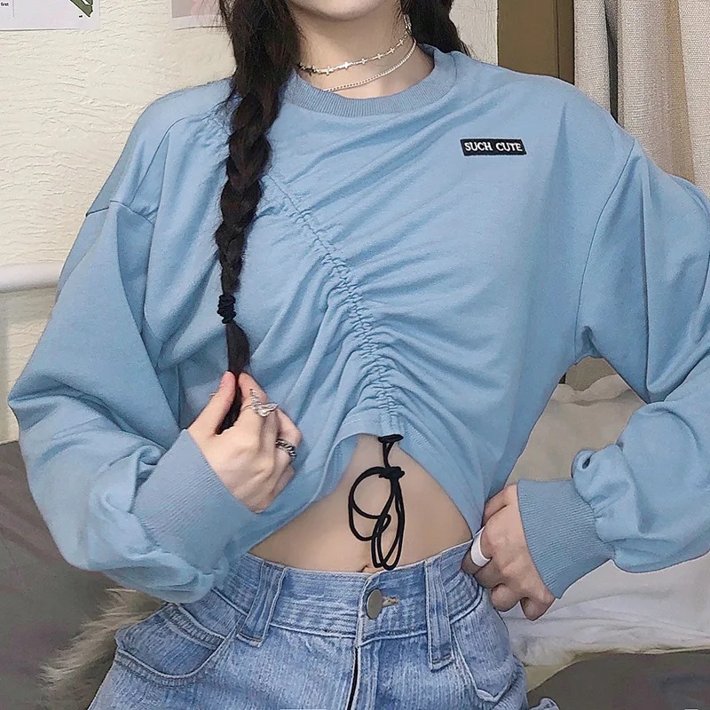 BONJEAN Letters Print Shirt for Women 2020 Ropa Mujer Long Sleeve Spring Blue Tops and Tees Drawstring Loose T-Shirt BJ3159
BONJEAN Letters Print Shirt for Women 2020 Ropa Mujer Long Sleeve Spring Blue Tops and Tees Drawstring Loose T-Shirt BJ3159