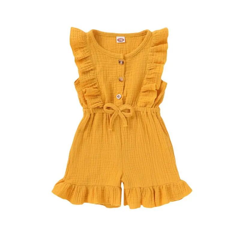 Toddler Baby Girls Sleeveless One Piece Shorts Ruffle Casual Drawstring Romper
Toddler Baby Girls Sleeveless One Piece Shorts Ruffle Casual Drawstring Romper