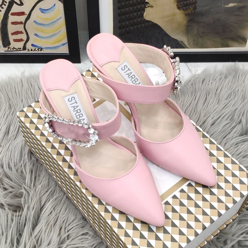 French charechoo autumn 2021 new high-heeled sandals, half slippers, crystal buckle, thin heel, pointed head, eight colors, soft
French charechoo autumn 2021 new high-heeled sandals, half slippers, crystal buckle, thin heel, pointed head, eight colors, soft