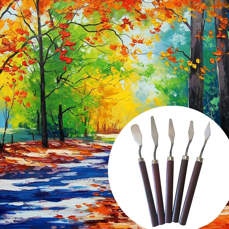 5Pcs Oil knifes Mixed Professional Stainless Steel Spatula Kit Palette Knife oil Painting Fine Arts Canvas Painting Arts Tool
5Pcs Oil knifes Mixed Professional Stainless Steel Spatula Kit Palette Knife oil Painting Fine Arts Canvas Painting Arts Tool
