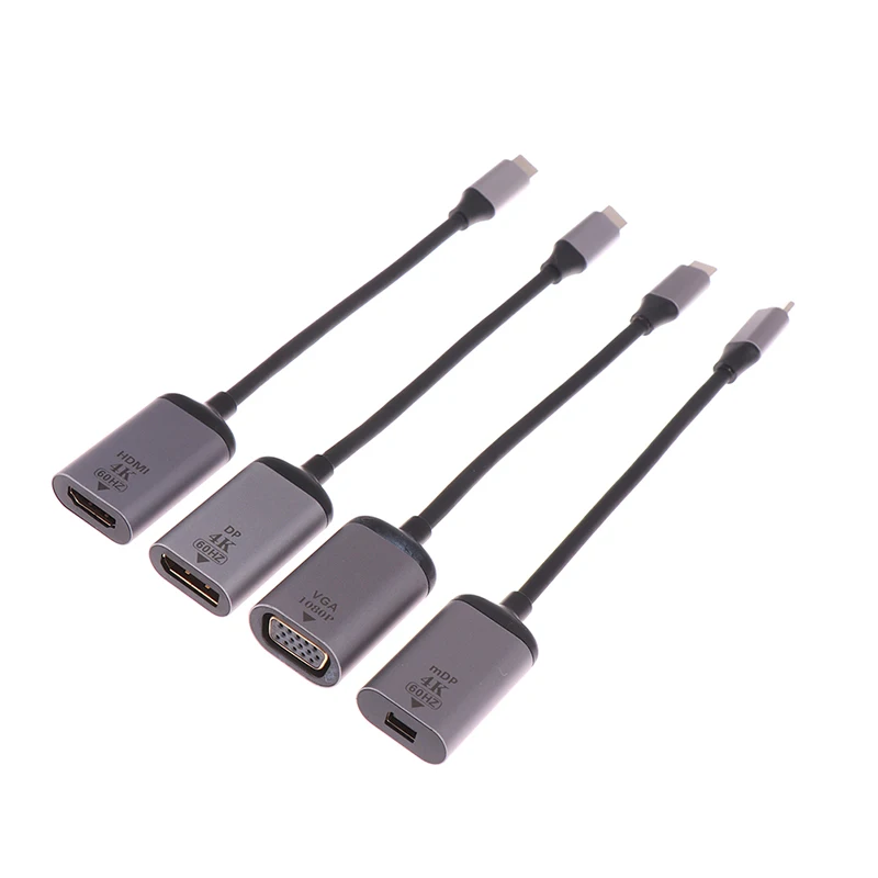 Адаптер с USB C на VGA/DP/HDMI-совместимый/Mini DP кабель Thunderbolt UHD Type-C HDMI | Электроника