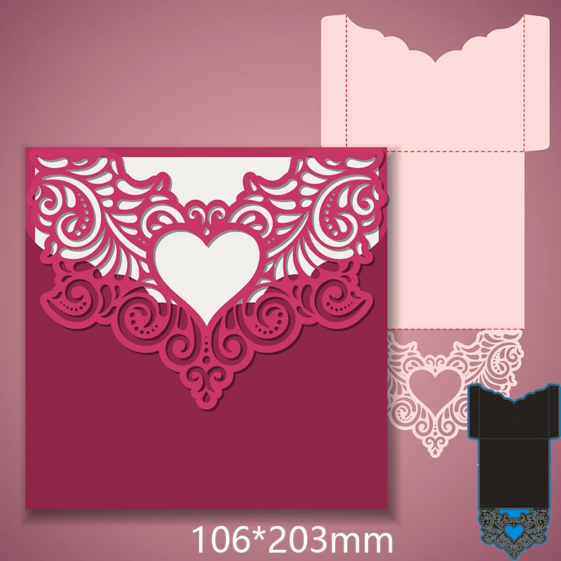 106*203mm Hollow Heart Envelope Metal Cutting Dies decoration Scrapbook Embossing Paper Craft Album Card Punch Knife
106*203mm Hollow Heart Envelope Metal Cutting Dies decoration Scrapbook Embossing Paper Craft Album Card Punch Knife