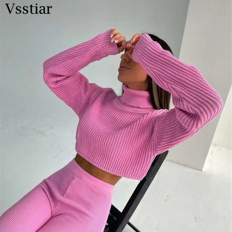 Vsstiar Winter Women Sweater Pullover Top Fashion Streetwear Casual High Wait Pencil Pants Black Knitted Two Piece Sets Female
Vsstiar Winter Women Sweater Pullover Top Fashion Streetwear Casual High Wait Pencil Pants Black Knitted Two Piece Sets Female