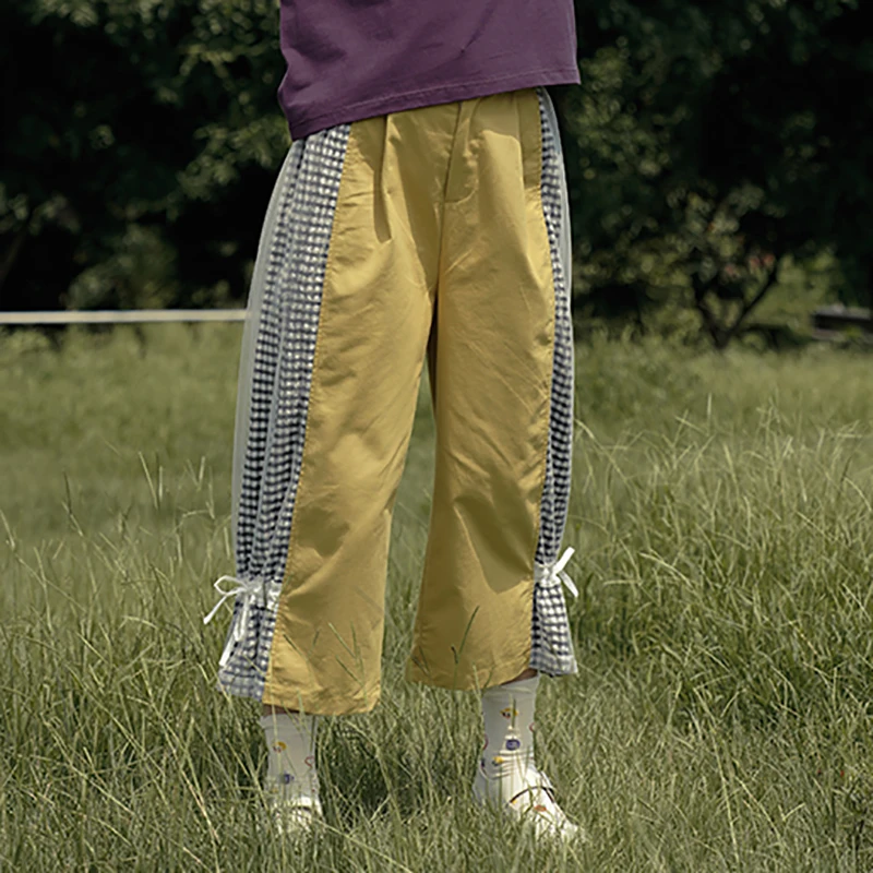 Брюки женские хлопковые в стиле Харадзюку, желтые, с широкими штанинами, в стиле ретро
Брюки женские хлопковые в стиле Харадзюку, желтые, с широкими штанинами, в стиле ретро