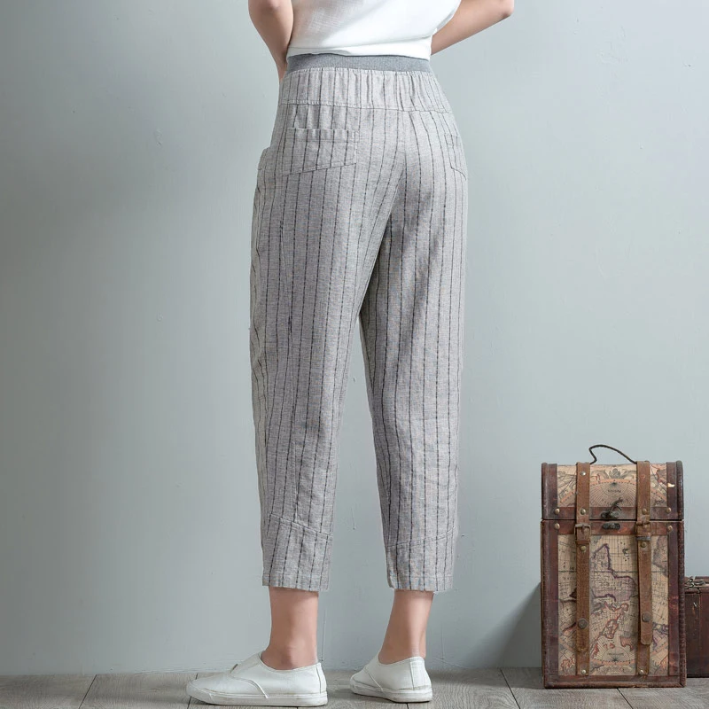 Plus Size Cotton Linen Pants Women Spring Summer High Waist Striped Pockets Pants Casual Elastic Waist Sweatpants Trousers
Plus Size Cotton Linen Pants Women Spring Summer High Waist Striped Pockets Pants Casual Elastic Waist Sweatpants Trousers