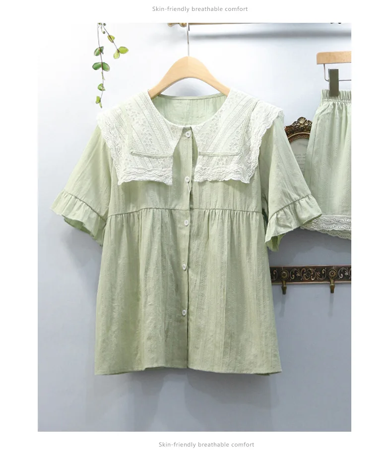 2020 Women Summer Korean Version of Short Sleeve Cotton Pajamas Suit Female Summer Thin Loose Cotton Less Ms. Tracksuit
2020 Women Summer Korean Version of Short Sleeve Cotton Pajamas Suit Female Summer Thin Loose Cotton Less Ms. Tracksuit