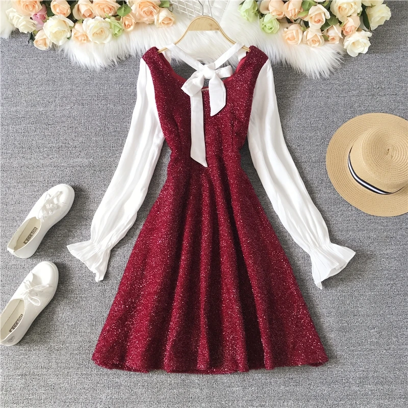 Vintage Elegant Patchwork Bow Tie Dress Glitter Women New Casual Puff Long Sleeve Ruffle Midi Sequin OL Business Dresses 2020
Vintage Elegant Patchwork Bow Tie Dress Glitter Women New Casual Puff Long Sleeve Ruffle Midi Sequin OL Business Dresses 2020