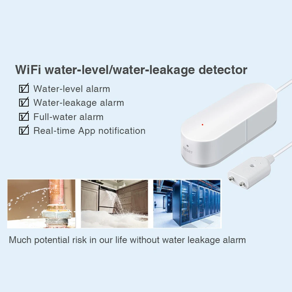 WIFI Water Leakage Detector Water Leak Sensor Wireless Water Level Detector Water Leak Alarm Sensor Home Waterproof Smart Remote
WIFI Water Leakage Detector Water Leak Sensor Wireless Water Level Detector Water Leak Alarm Sensor Home Waterproof Smart Remote