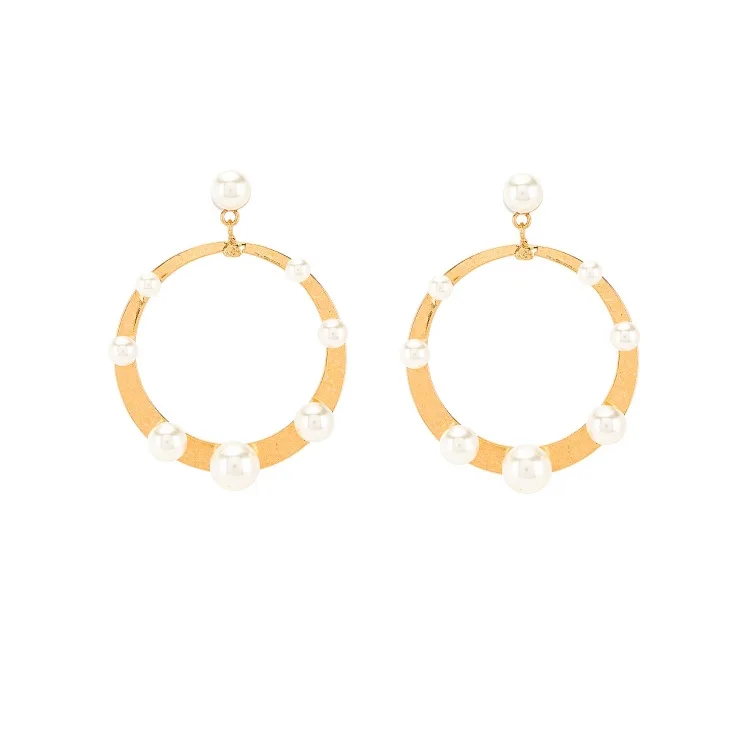 New European and American style brass pearl big circle earrings earrings exaggerated earrings
New European and American style brass pearl big circle earrings earrings exaggerated earrings