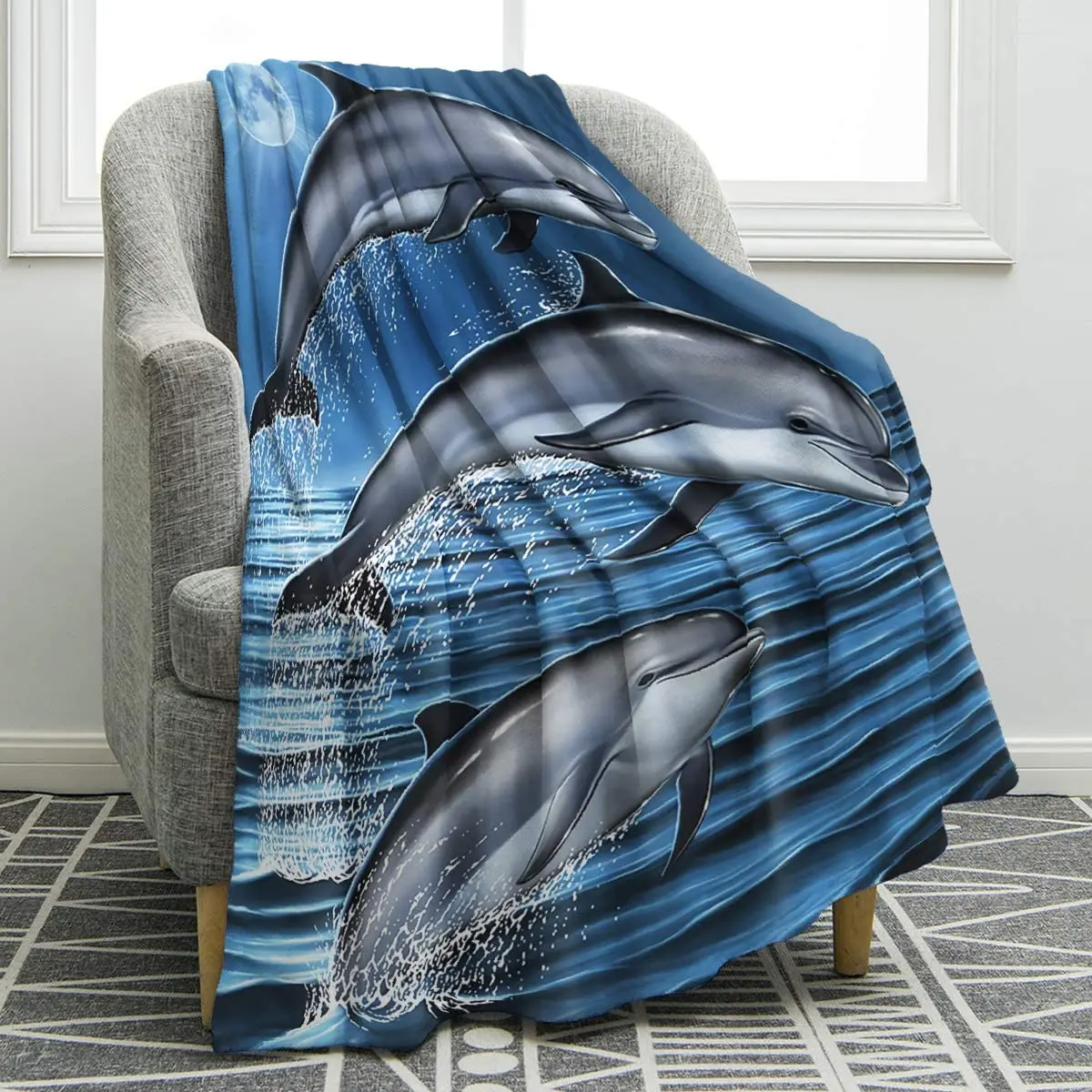 Dolphins Blanket Ocean Animal Soft Warm Print Throw Blanket for Kids Adult Office Gift 50"x60"
Dolphins Blanket Ocean Animal Soft Warm Print Throw Blanket for Kids Adult Office Gift 50"x60"