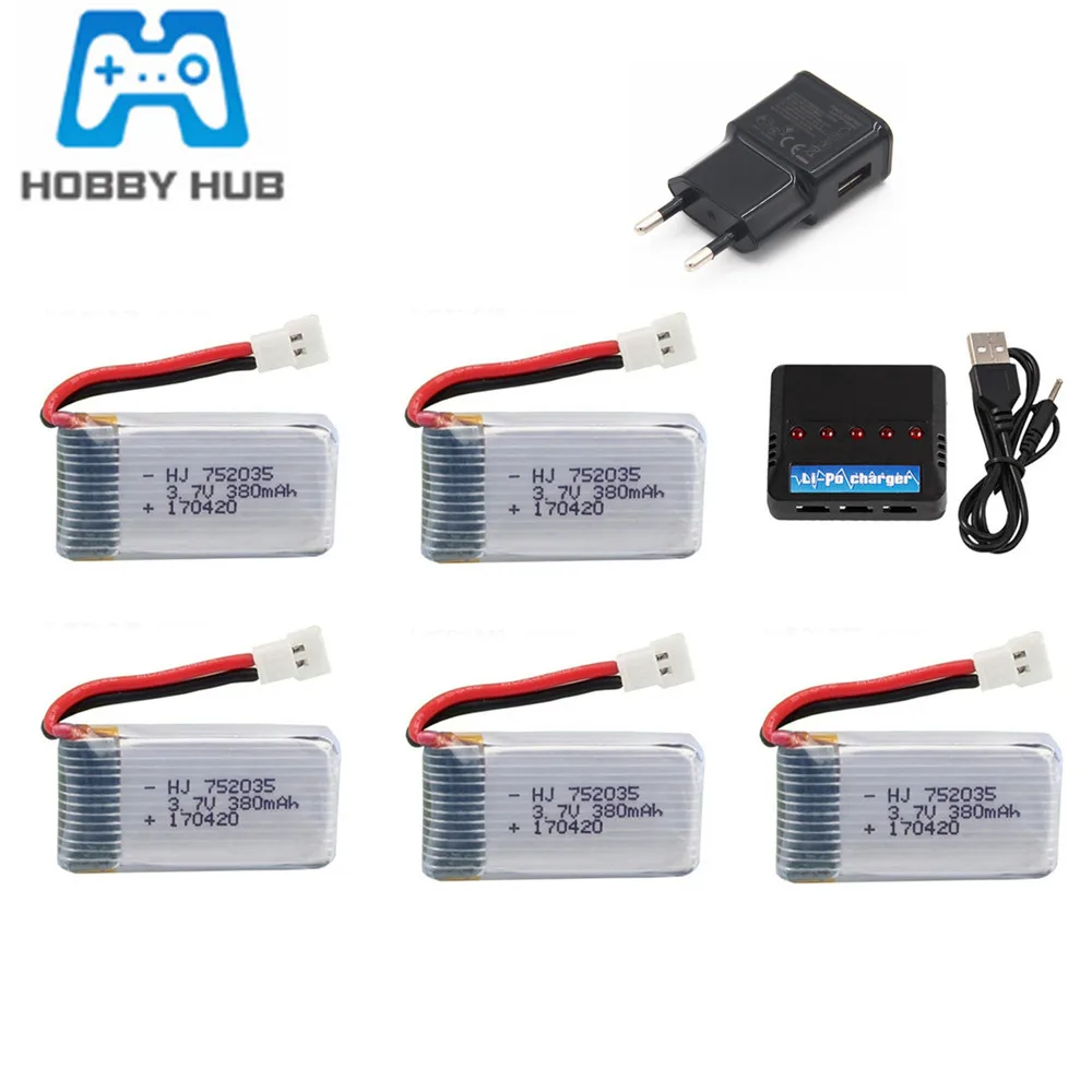 3.7V 380mAh Lipo Battery + 5 in 1 Charger Set For Hubsan X4 H107 H107L H107D JD385 JD388 RC Helicopter Drone battery 752035
3.7V 380mAh Lipo Battery + 5 in 1 Charger Set For Hubsan X4 H107 H107L H107D JD385 JD388 RC Helicopter Drone battery 752035