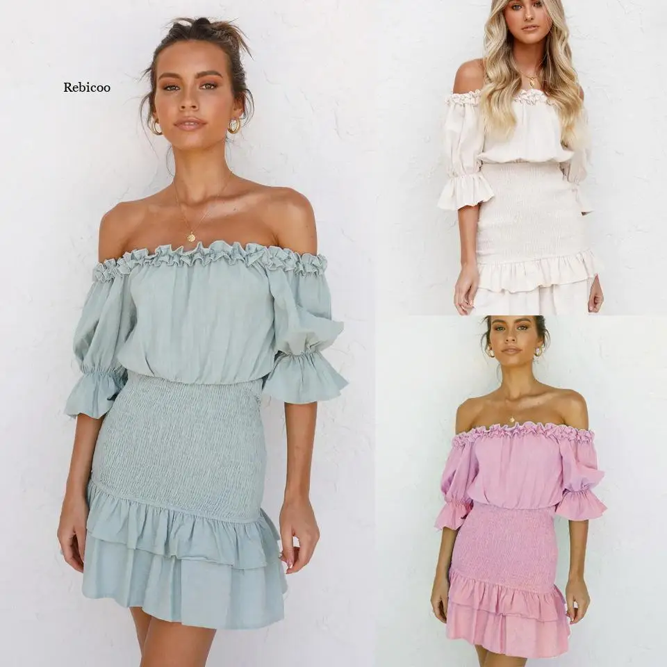 Butterfly Sleeve Sexy Summer Dresses Women Slash Neck Patchwork Ruffles Mini Dress Off Shoulder Robe Folds Pleated Sundress
Butterfly Sleeve Sexy Summer Dresses Women Slash Neck Patchwork Ruffles Mini Dress Off Shoulder Robe Folds Pleated Sundress