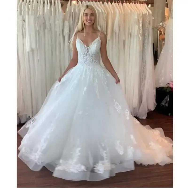 Princess Wedding Dresses Bridal Gowns Flower Pattern Appliques Lace Sexy Spaghetti Straps A Line Vestido De Noiva Custom Size
Princess Wedding Dresses Bridal Gowns Flower Pattern Appliques Lace Sexy Spaghetti Straps A Line Vestido De Noiva Custom Size