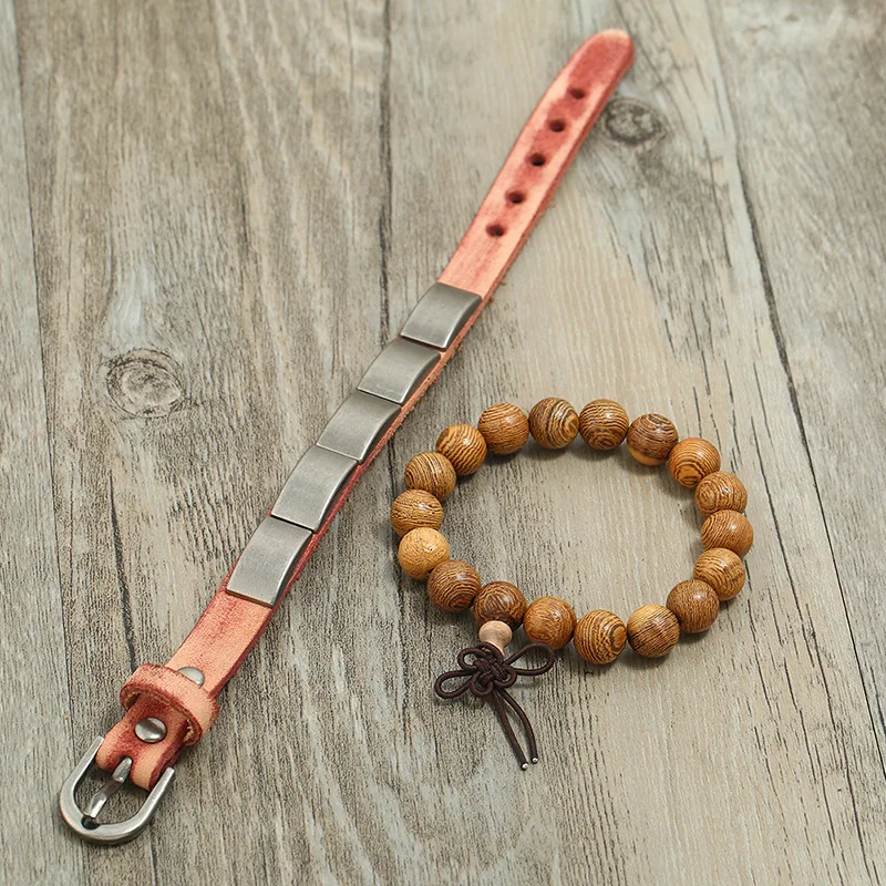 NIUYITID 2pcs/set Vintage Leather Wooden Bead Bracelet For Men Woman Alloy Accessories Adjustable Jewellry
NIUYITID 2pcs/set Vintage Leather Wooden Bead Bracelet For Men Woman Alloy Accessories Adjustable Jewellry