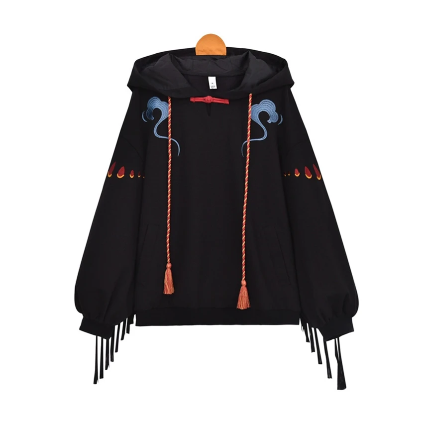 Japanese Autumn Harajuku Gothic Tassels Sweater Female Punk Black Hoodies Chinese Style Embroidery Loose Long Sleeve Pullover
Japanese Autumn Harajuku Gothic Tassels Sweater Female Punk Black Hoodies Chinese Style Embroidery Loose Long Sleeve Pullover