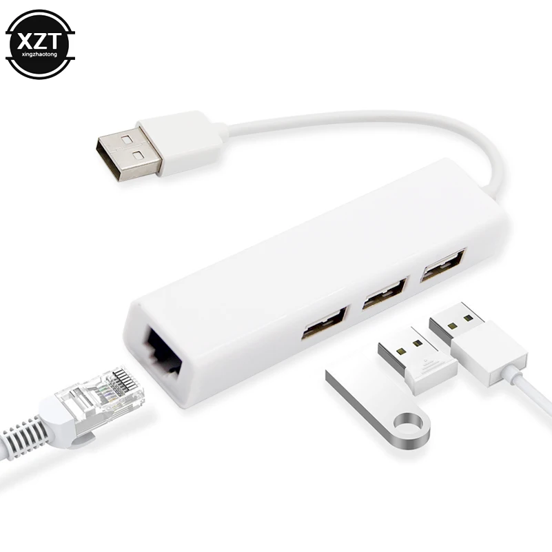 Адаптер usb хаб для сетевой карты Rj45 Ethernet высокоскоростной 3 портовый драйвер 10/100