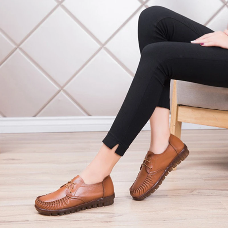 BEYARNEfashion solid spring genuine leather shoes women lace-up pleated soft comfortable black ladies leather shoes woman
BEYARNEfashion solid spring genuine leather shoes women lace-up pleated soft comfortable black ladies leather shoes woman