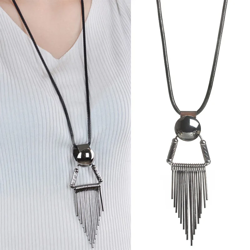 2021 New Multifunctional Geometric Tassel Necklace Women's Dark Black Sweater Chain Long Clothing Accessories Pendant
2021 New Multifunctional Geometric Tassel Necklace Women's Dark Black Sweater Chain Long Clothing Accessories Pendant