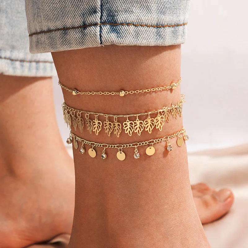 3 Pcs/Set Gold Color Metal Leaf Fringed Ankle Bracelet Woman Bracelet on the leg Summer Anklet Jewelry Foot Bracelet Women New
3 Pcs/Set Gold Color Metal Leaf Fringed Ankle Bracelet Woman Bracelet on the leg Summer Anklet Jewelry Foot Bracelet Women New