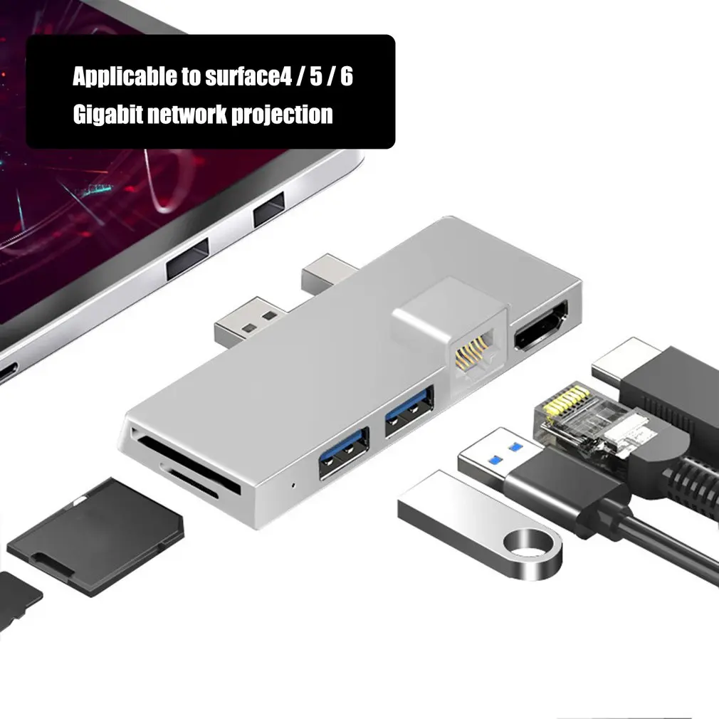 USB Hub For Surface Pro 4/5/6 Aluminum Alloy USB HDMI-compatible Adapter Gigabit Ethernet Security Digital Card TF Card Reader
USB Hub For Surface Pro 4/5/6 Aluminum Alloy USB HDMI-compatible Adapter Gigabit Ethernet Security Digital Card TF Card Reader
