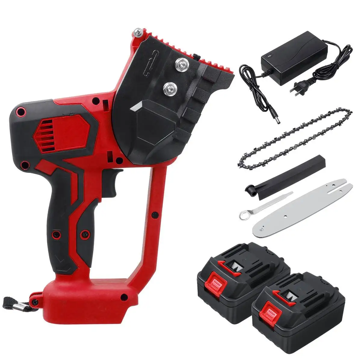 8 Inch Cordless Electric Chain Saw Brushless Motor Rechargeable Chainsaw Woodwork Power Tool with Blade 1 or 2X 3000MaH Battery
8 Inch Cordless Electric Chain Saw Brushless Motor Rechargeable Chainsaw Woodwork Power Tool with Blade 1 or 2X 3000MaH Battery