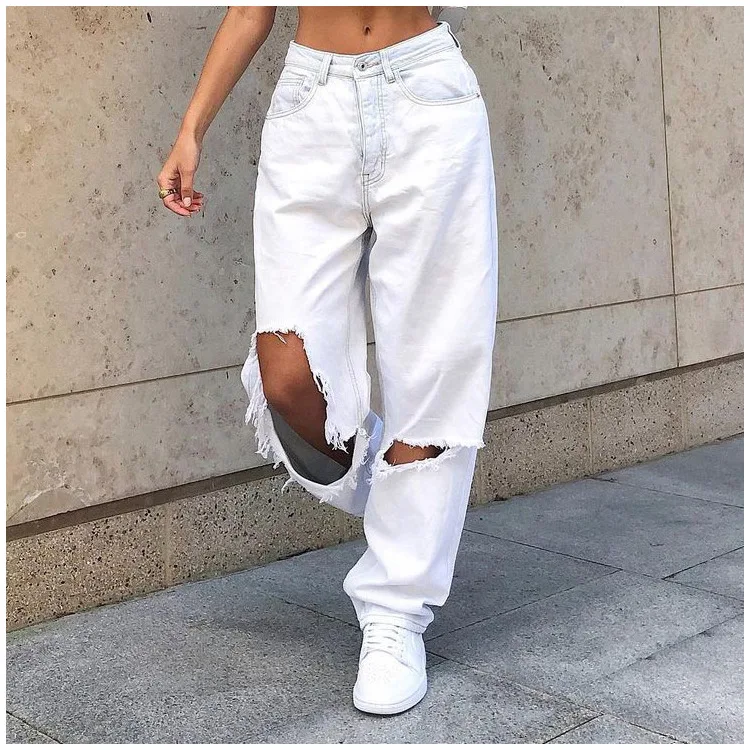 White Harajuku Mid Waist Trousers Boyfriend Fashion Loose Women Classic Hole Baggy Jeans Female Vintage Pants Wide Leg Jeans
White Harajuku Mid Waist Trousers Boyfriend Fashion Loose Women Classic Hole Baggy Jeans Female Vintage Pants Wide Leg Jeans