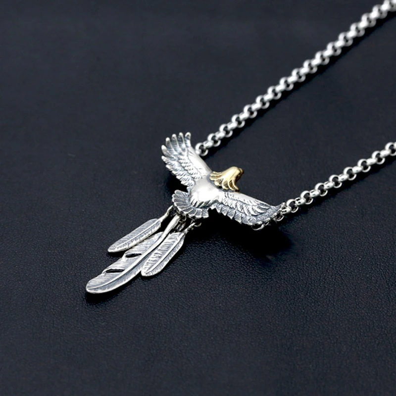 S925 sterling silver jewelry retro Thai silver fashion men and women feather pendant creative eagle pendant
S925 sterling silver jewelry retro Thai silver fashion men and women feather pendant creative eagle pendant