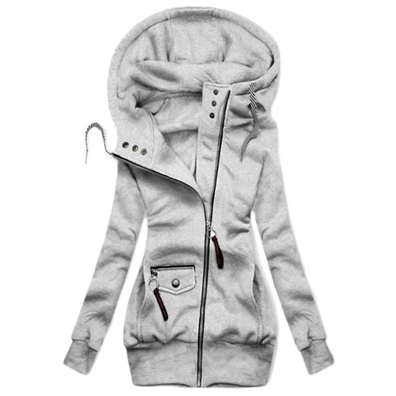 Women Autumn Long Sleeve Hoodie Jacket Solid Color Drawstring Sweatshirt Coat Turtleneck Buttons Zip Up Slim Outwear with Pocket
Women Autumn Long Sleeve Hoodie Jacket Solid Color Drawstring Sweatshirt Coat Turtleneck Buttons Zip Up Slim Outwear with Pocket