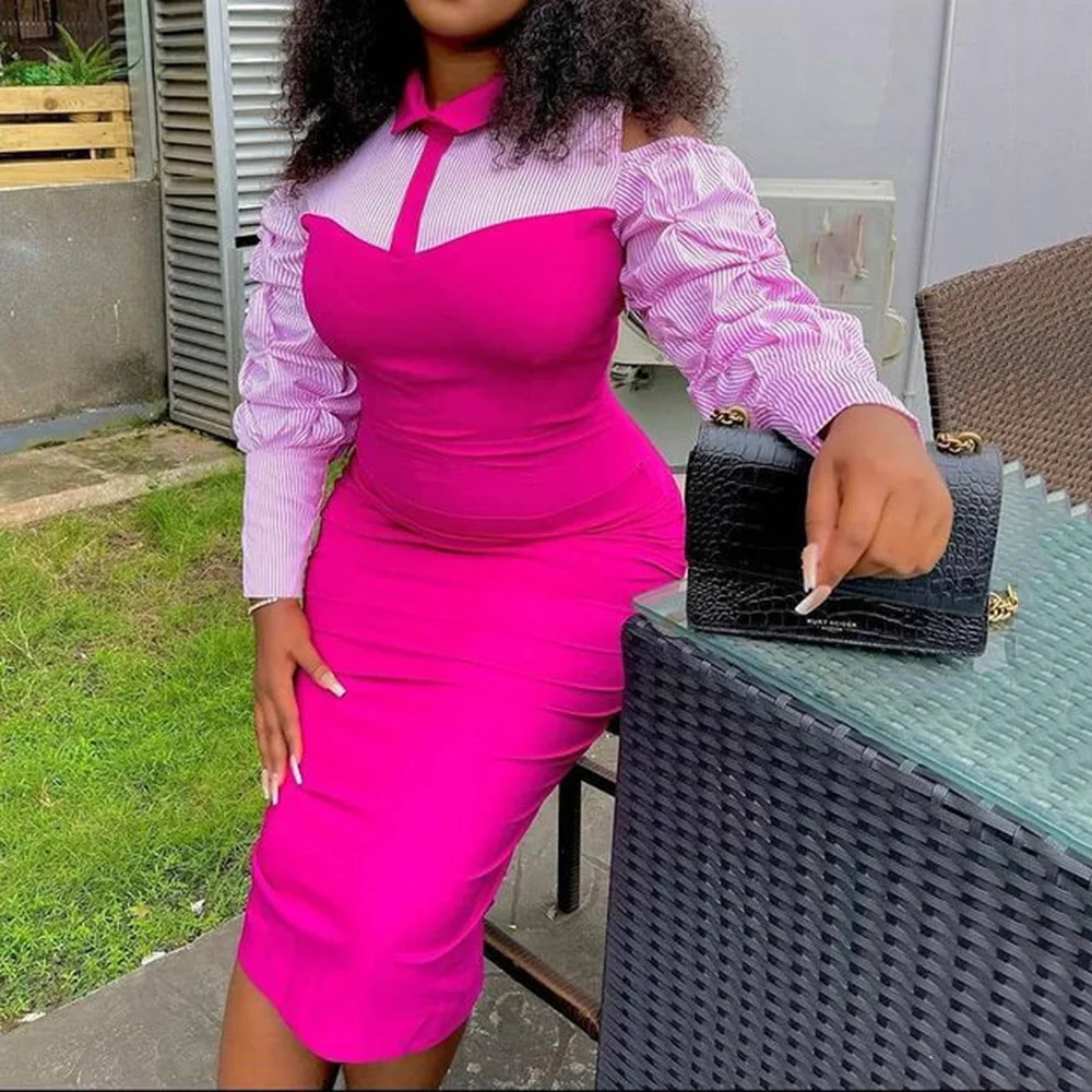 Autumn Winter Dress Women Bodycon Long Sleeve Patchwork Cold Shoulder Fashion Office Lady Streetwear Fall Midi Dress Casual 2021
Autumn Winter Dress Women Bodycon Long Sleeve Patchwork Cold Shoulder Fashion Office Lady Streetwear Fall Midi Dress Casual 2021